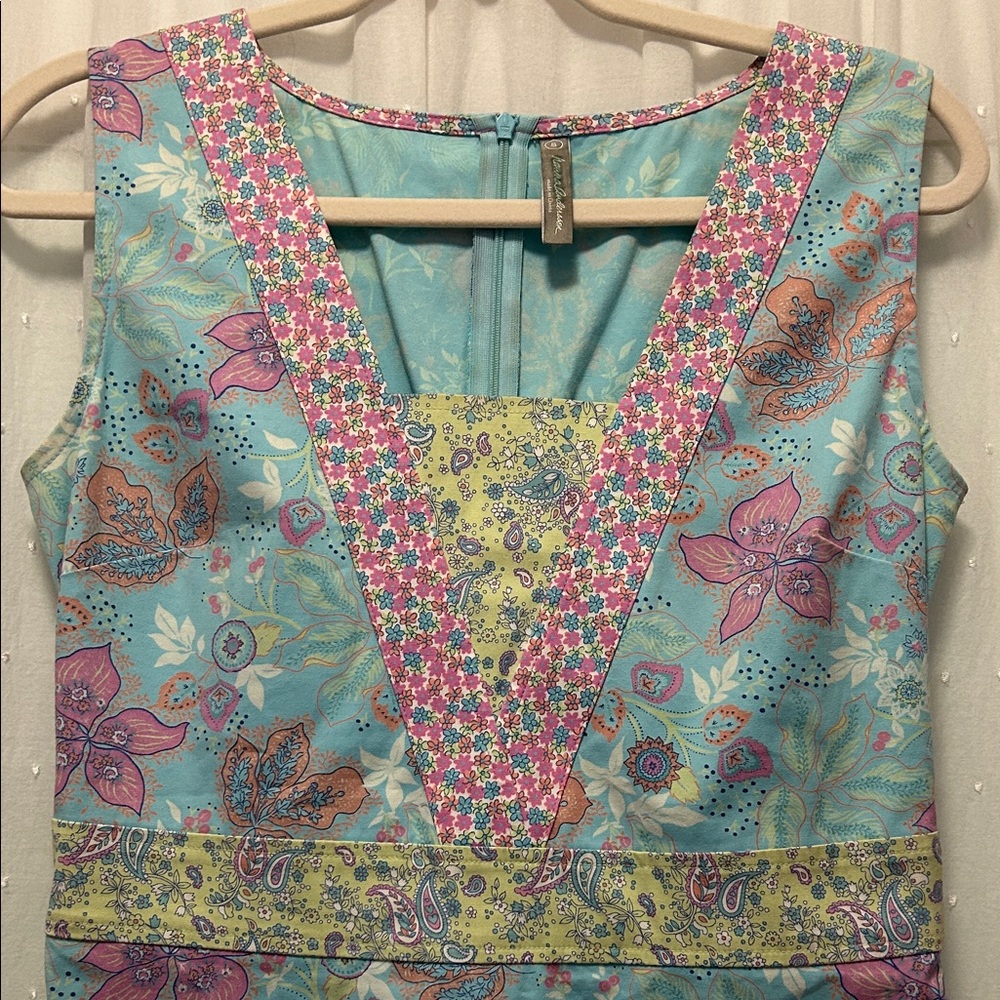 Hanna Andersson Dress Women’s 8 Blue/Pink Floral Midi Cottagecore Paisley - Picture 2 of 16